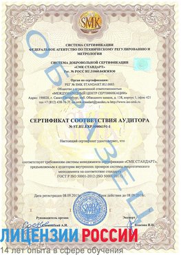 Образец сертификата соответствия аудитора №ST.RU.EXP.00006191-1 Пикалево Сертификат ISO 50001